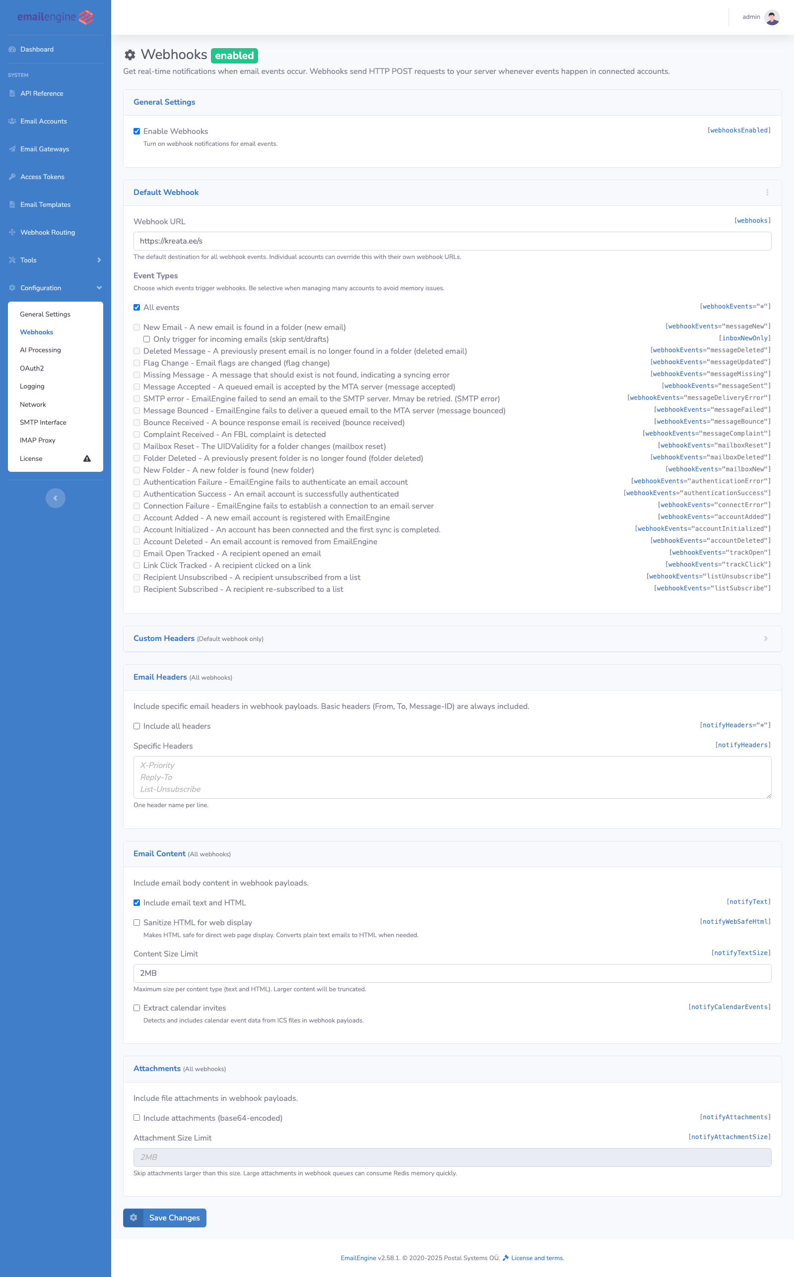 Webhooks Configuration