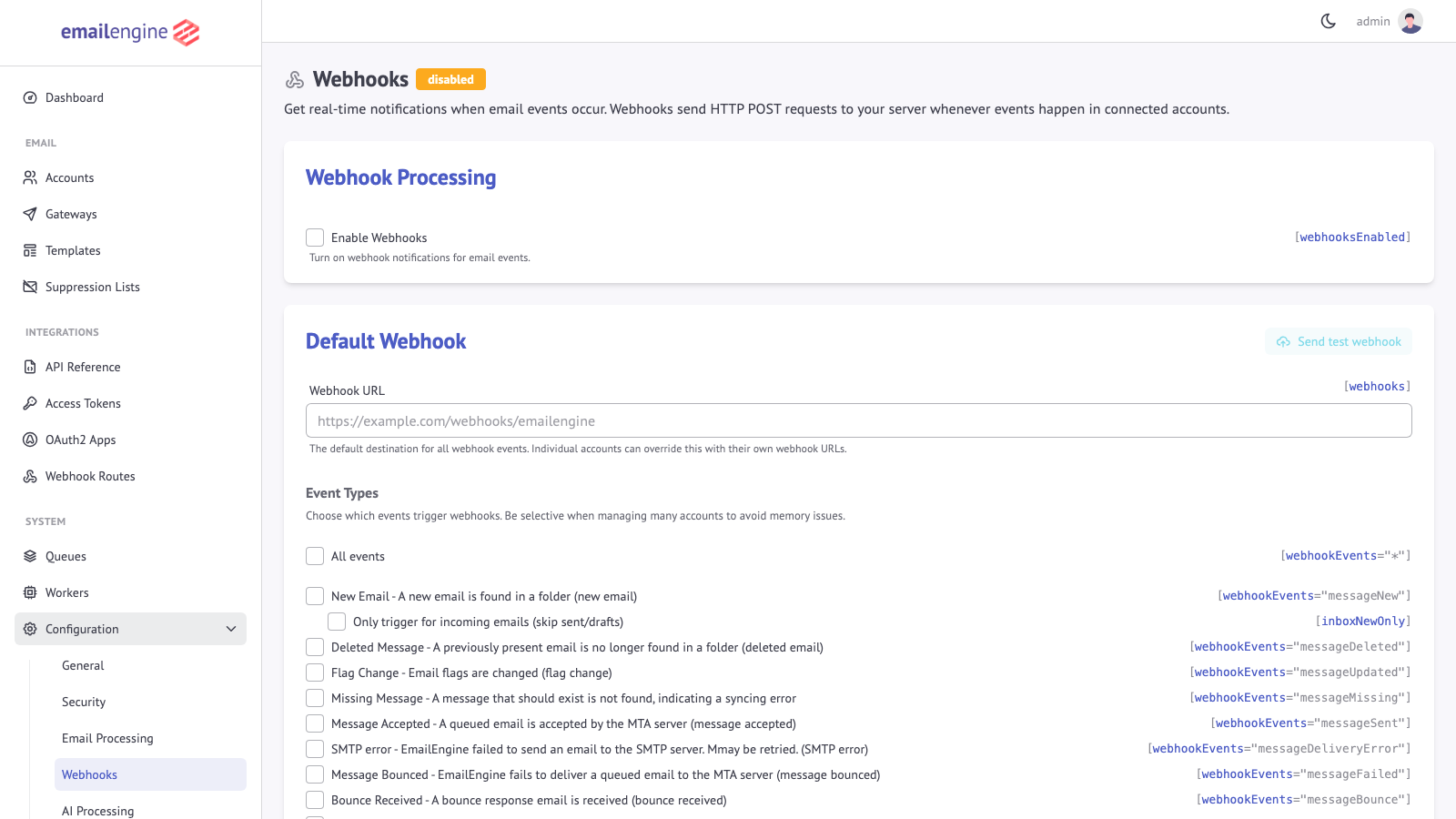 Webhooks Configuration