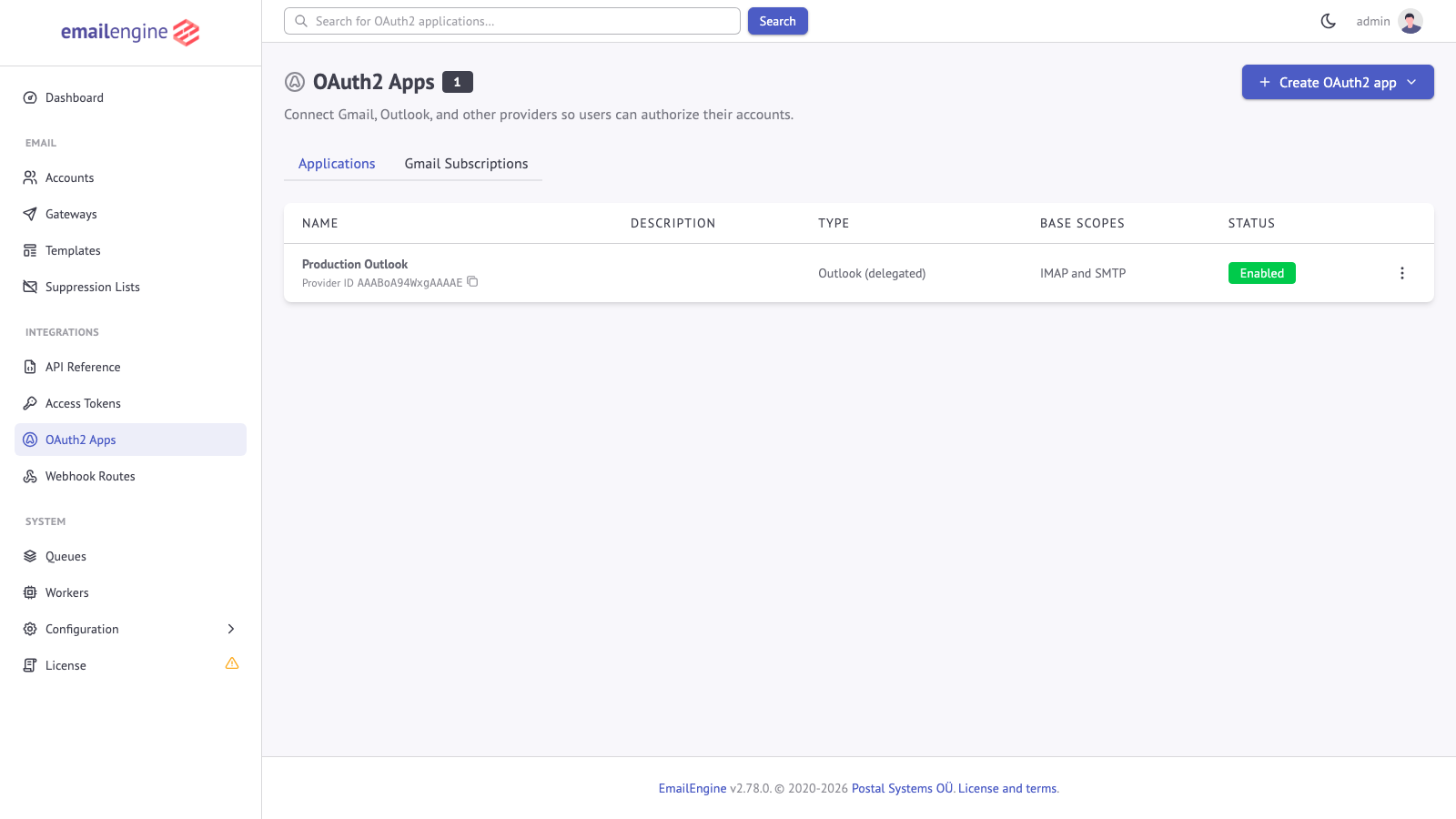 OAuth2 configuration with app