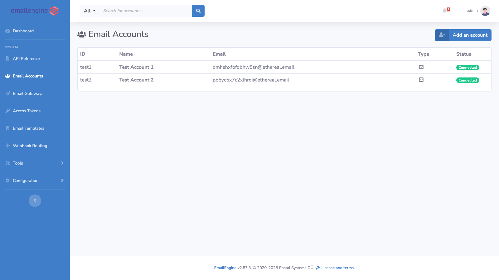 Accounts List with Connected Accounts