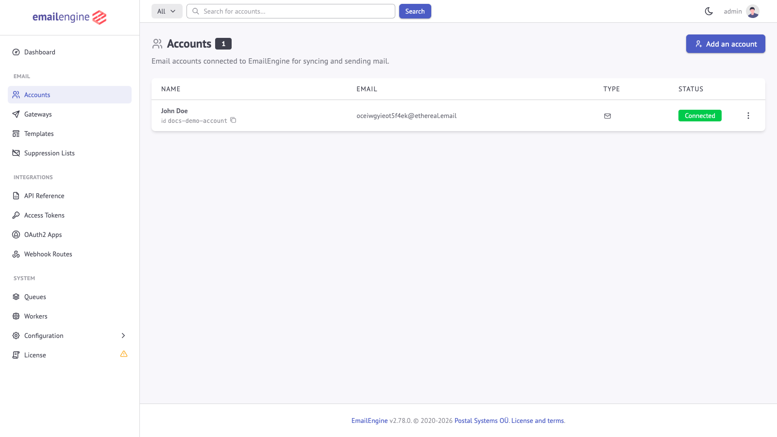 Accounts List with Connected Accounts