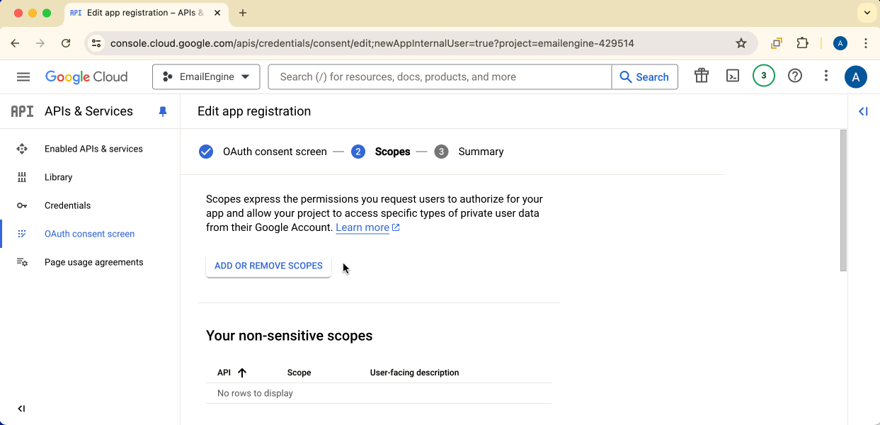 Adding required scope