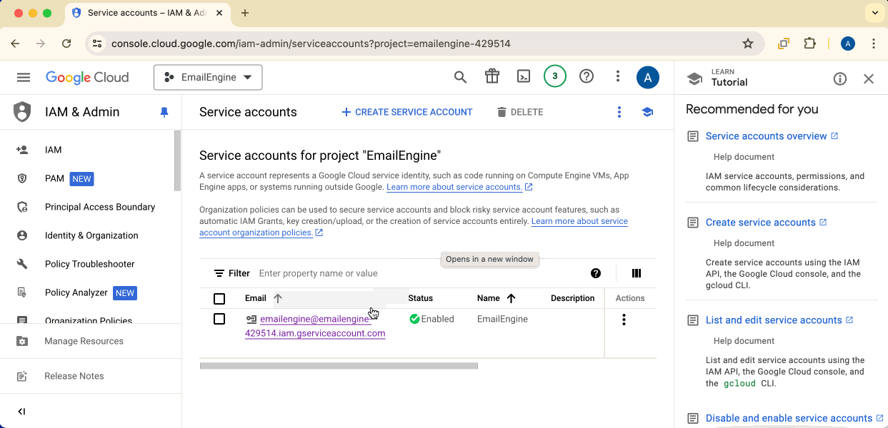 Generating service account keys