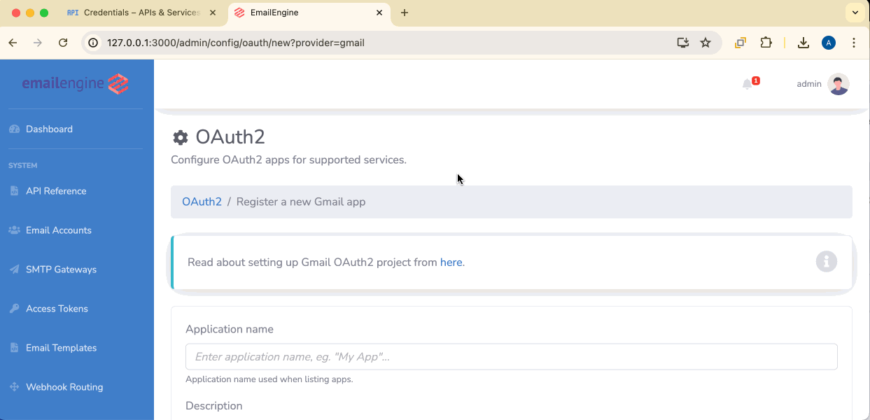Configuring OAuth2 application