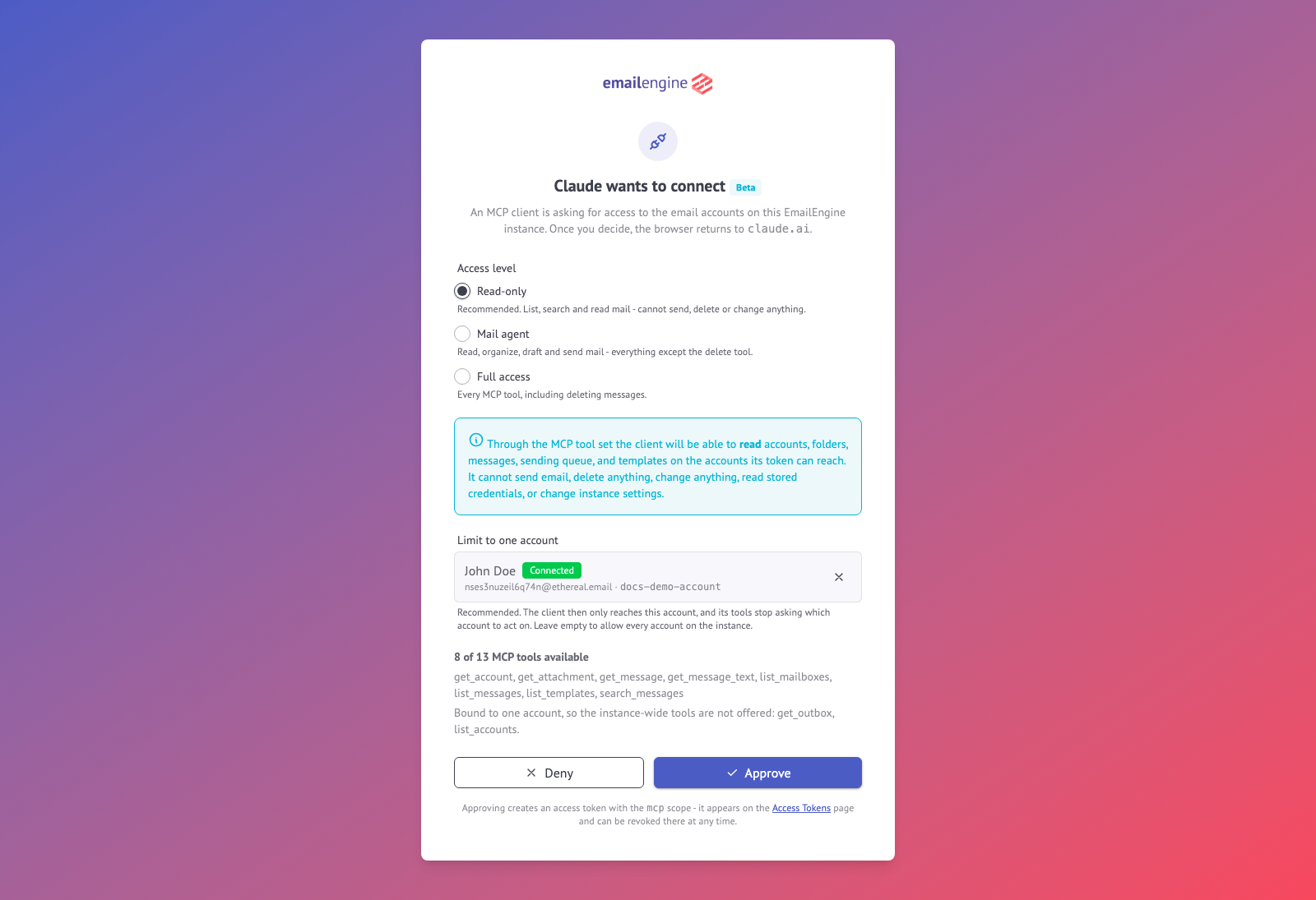 MCP authorization prompt