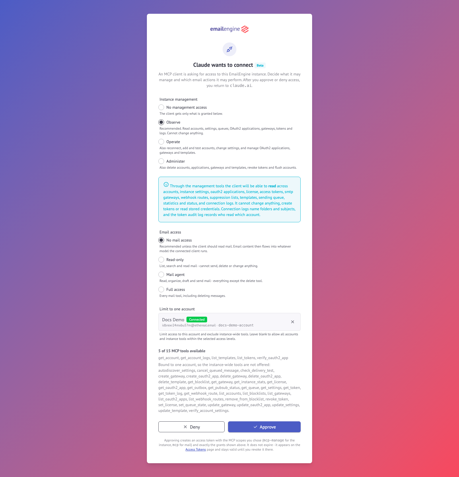 MCP authorization prompt