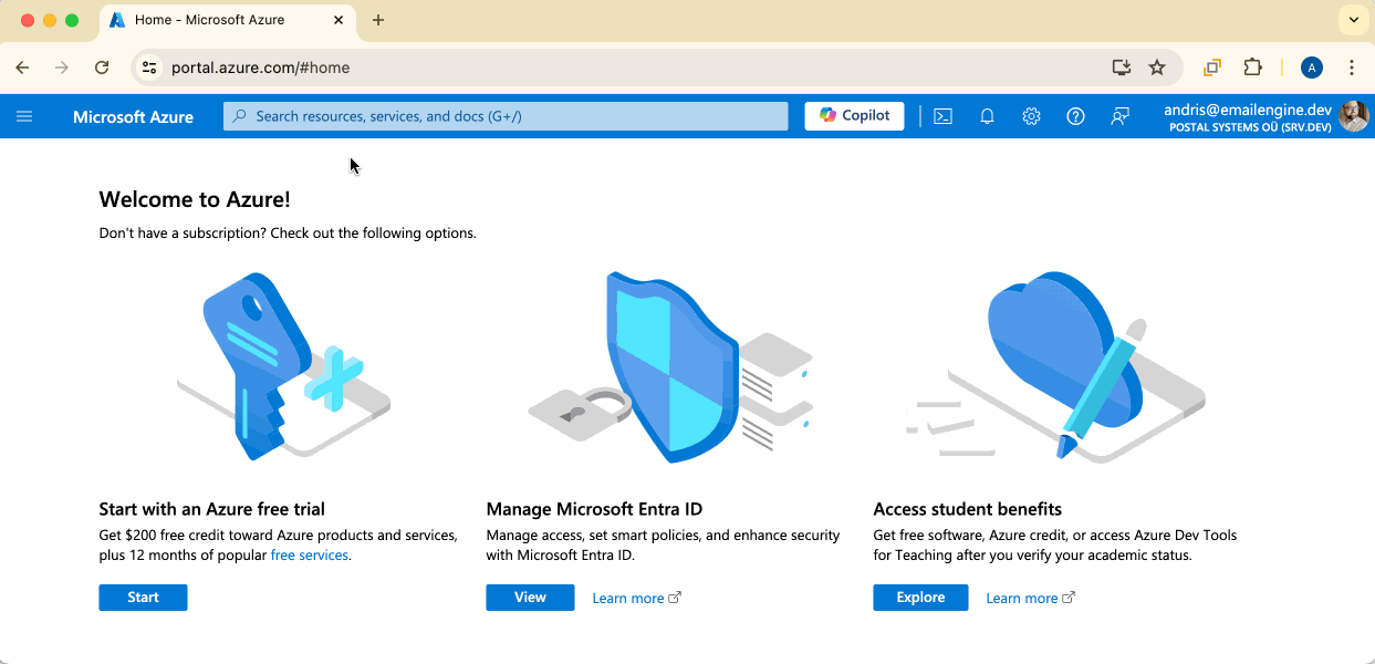 Navigate to Azure AD App Registrations