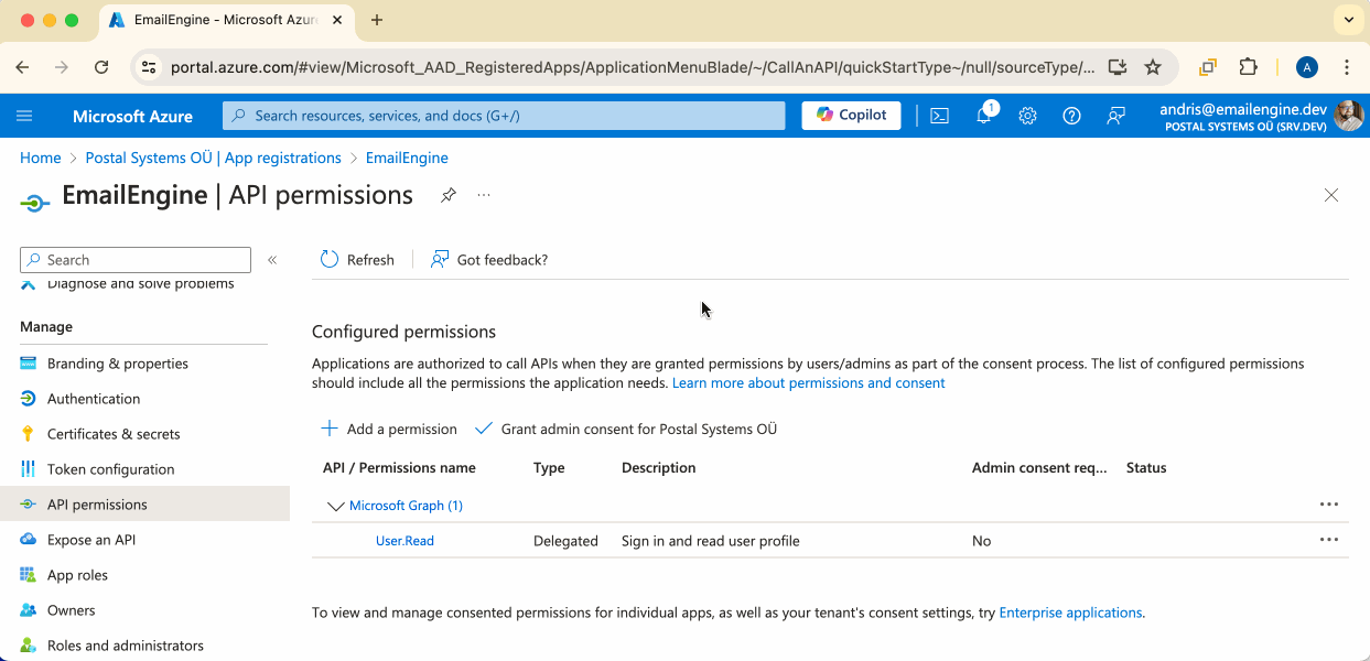 Adding permission button