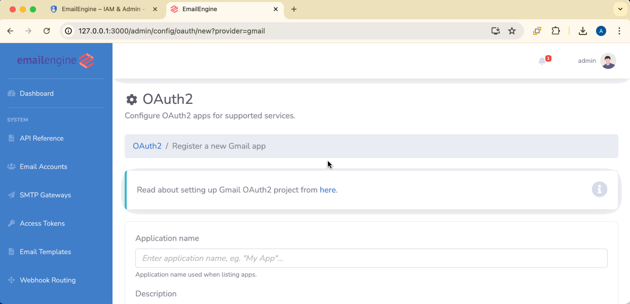 Configuring Gmail OAuth2 settings