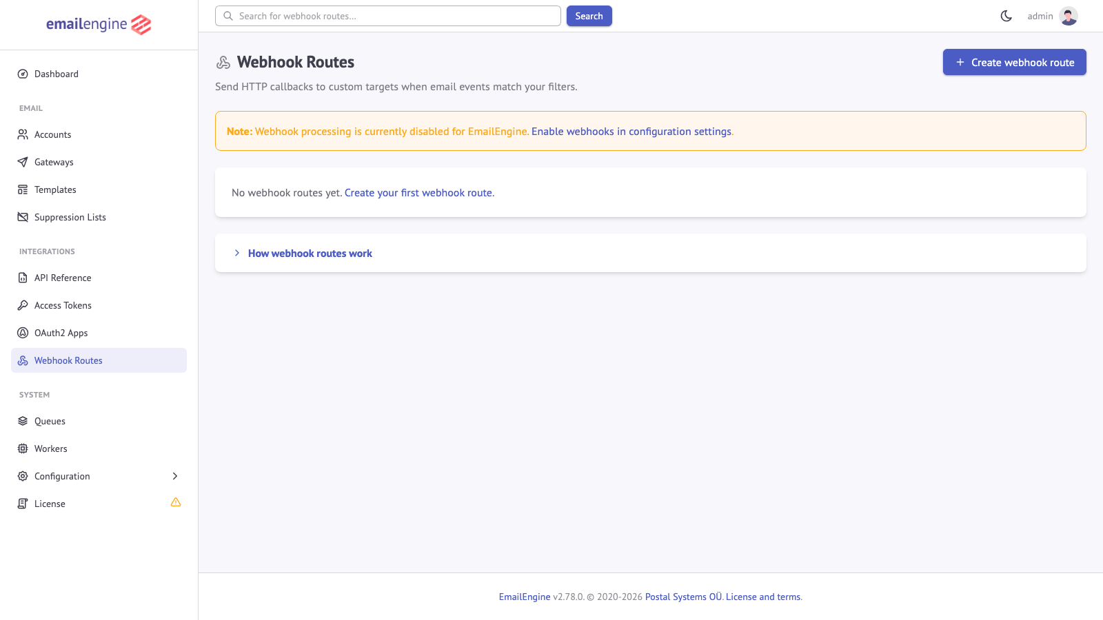Webhook Routes List